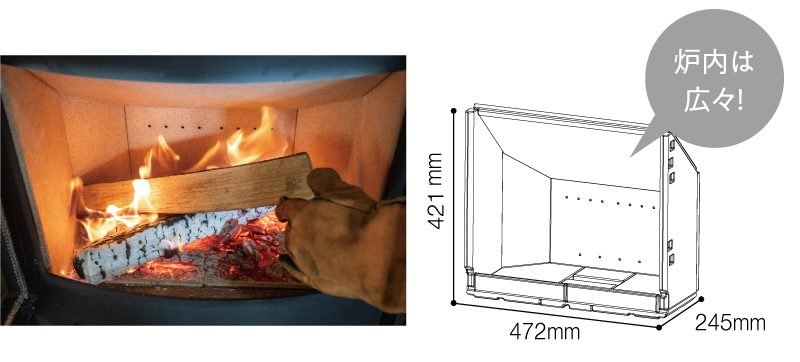 HETA エクリプス 広々の炉内 472×421mm(写真:HETA)
