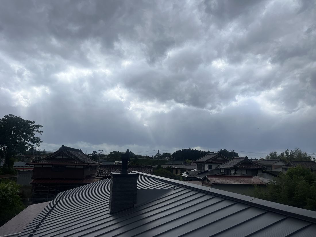 屋根から望む水沢の景色