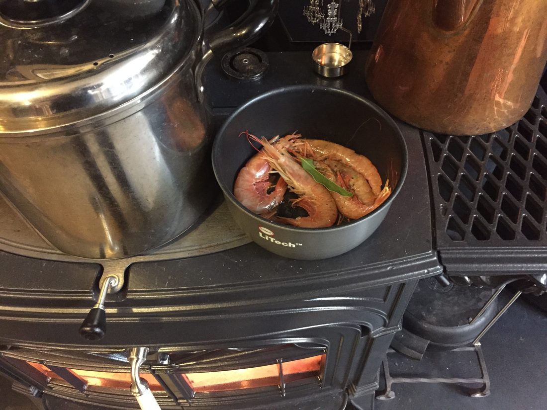 デファイアントの上で焼く海老